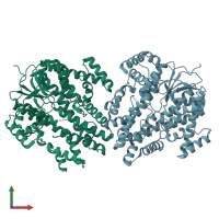 PDB entry 6rth coloured by chain, front view.