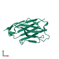 Monomeric assembly 1 of PDB entry 6ru3 coloured by chemically distinct molecules, front view.