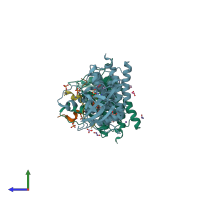 PDB entry 6ru7 coloured by chain, side view.