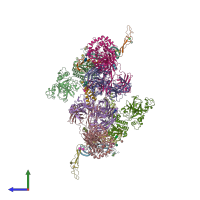 PDB entry 6rur coloured by chain, side view.