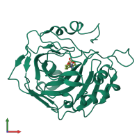 PDB entry 6rvl coloured by chain, front view.