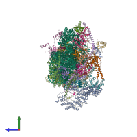 PDB entry 6rw4 coloured by chain, side view.