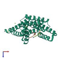 PDB entry 6rx2 coloured by chain, top view.