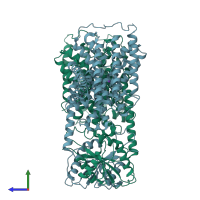 PDB entry 6s3k coloured by chain, side view.