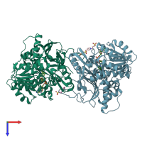 PDB entry 6s4d coloured by chain, top view.