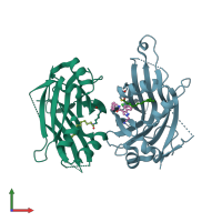 PDB entry 6s66 coloured by chain, front view.