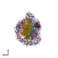 PDB entry 6s6b coloured by chain, side view.