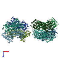 PDB entry 6s7j coloured by chain, top view.