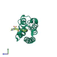 PDB entry 6sa3 coloured by chain, side view.