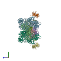 PDB entry 6sb0 coloured by chain, side view.