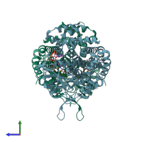 PDB entry 6sda coloured by chain, side view.