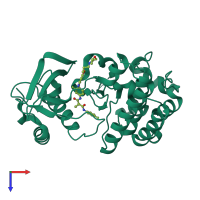 PDB entry 6sdc coloured by chain, top view.