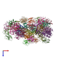 PDB entry 6shb coloured by chain, top view.