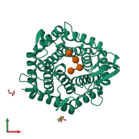 PDB entry 6shm coloured by chain, front view.