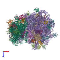 PDB entry 6skf coloured by chain, top view.