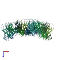 PDB entry 6skn coloured by chain, top view.