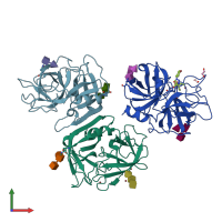 PDB entry 6sma coloured by chain, front view.