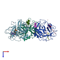 PDB entry 6sma coloured by chain, top view.