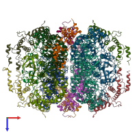 PDB entry 6smh coloured by chain, top view.