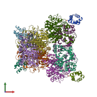 PDB entry 6smp coloured by chain, front view.