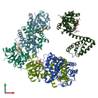 PDB entry 6smt coloured by chain, front view.