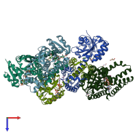 PDB entry 6smt coloured by chain, top view.