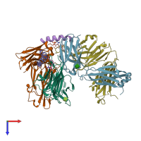 PDB entry 6snd coloured by chain, top view.