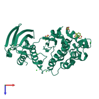 PDB entry 6so1 coloured by chain, top view.