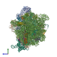 PDB entry 6spg coloured by chain, side view.