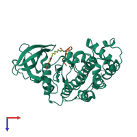 PDB entry 6spx coloured by chain, top view.