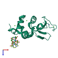 PDB entry 6sr0 coloured by chain, top view.