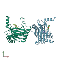 PDB entry 6st3 coloured by chain, front view.