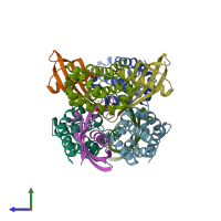 PDB entry 6stj coloured by chain, side view.