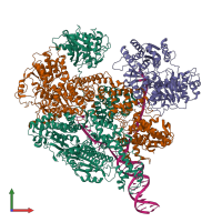 PDB entry 6t2u coloured by chain, front view.