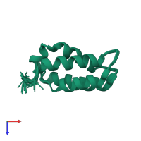 PDB entry 6t3i coloured by chain, ensemble of 30 models, top view.