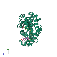 PDB entry 6t4j coloured by chain, side view.