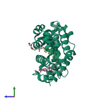 PDB entry 6t4k coloured by chain, side view.