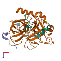 PDB entry 6t57 coloured by chain, top view.