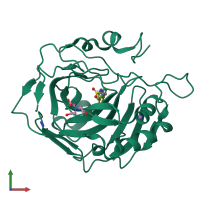 PDB entry 6t81 coloured by chain, front view.