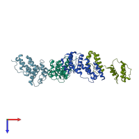 PDB entry 6taq coloured by chain, top view.