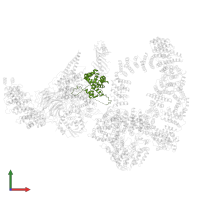 Subunit of the SAGA and SAGA-like transcriptional regulatory complexes, interacts with Spt15p to act in PDB entry 6tb4, assembly 1, front view.