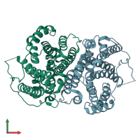 PDB entry 6tbd coloured by chain, front view.