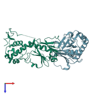 PDB entry 6tc6 coloured by chain, top view.