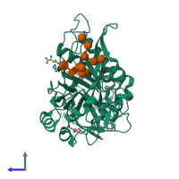 PDB entry 6tcv coloured by chain, side view.