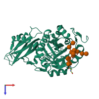 PDB entry 6tcv coloured by chain, top view.