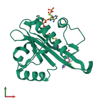 PDB entry 6tdf coloured by chain, front view.