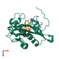 PDB entry 6tdf coloured by chain, top view.