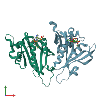 PDB entry 6th0 coloured by chain, front view.