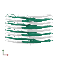 Amyloid-beta protein 40 in PDB entry 6ti7, assembly 1, front view.