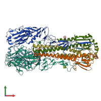 PDB entry 6tjw coloured by chain, front view.